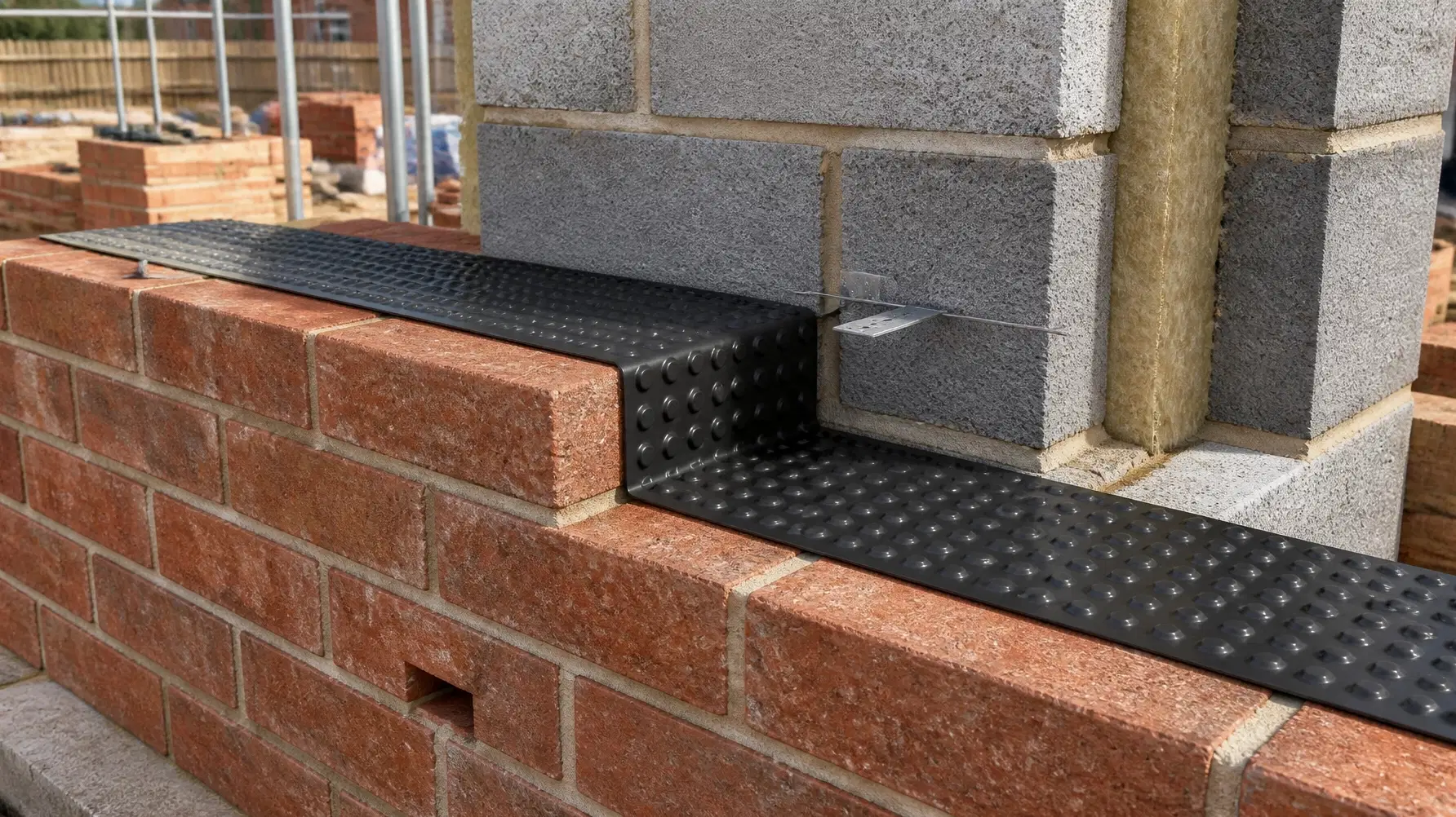 Technical cross-section diagram of a fibre cement cladding expansion joint showing correct cavity and sealant assembly