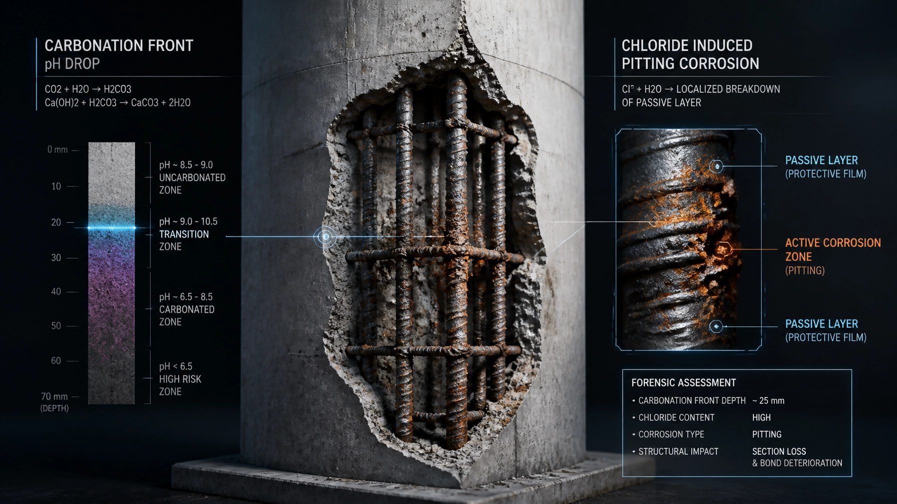 What Concrete Cancer Actually Is: Carbonation vs Chloride Corrosion