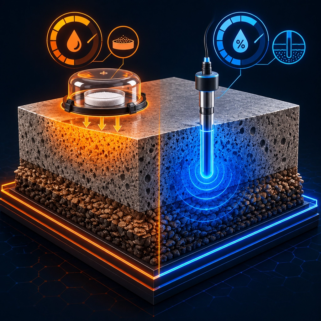Technical comparison of a surface calcium chloride test and a deep in-situ relative humidity probe