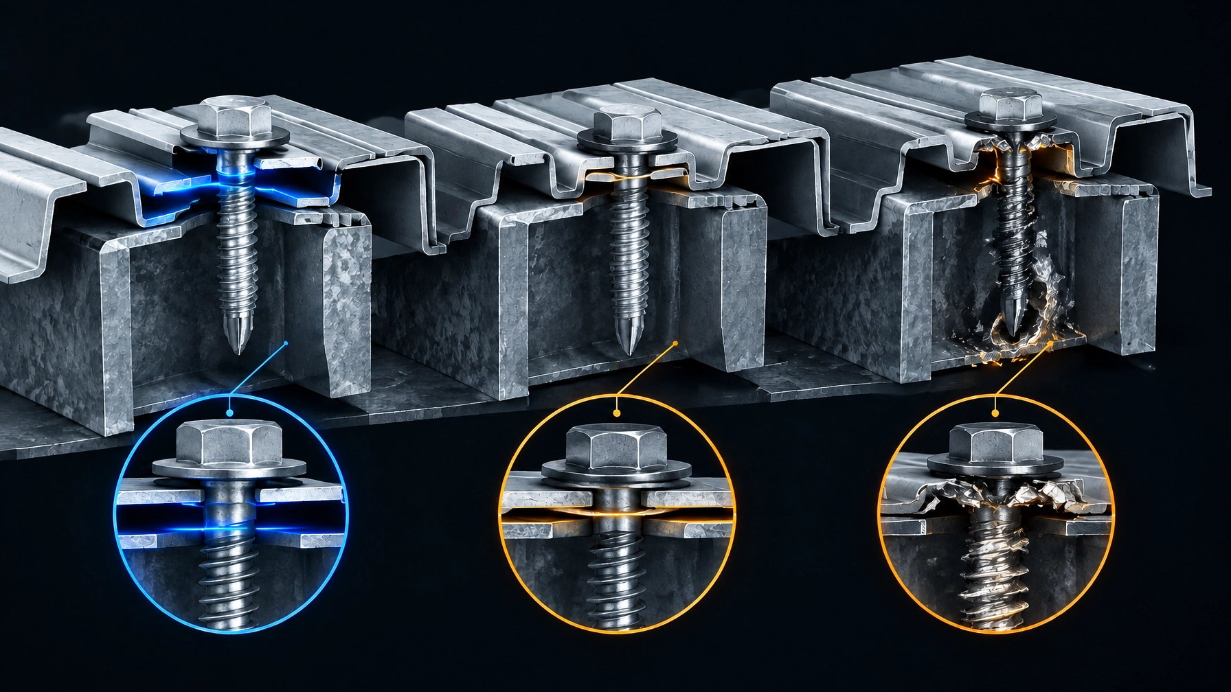 Forensic comparison of undertorqued, correctly seated and overtorqued cold-formed steel screw connections