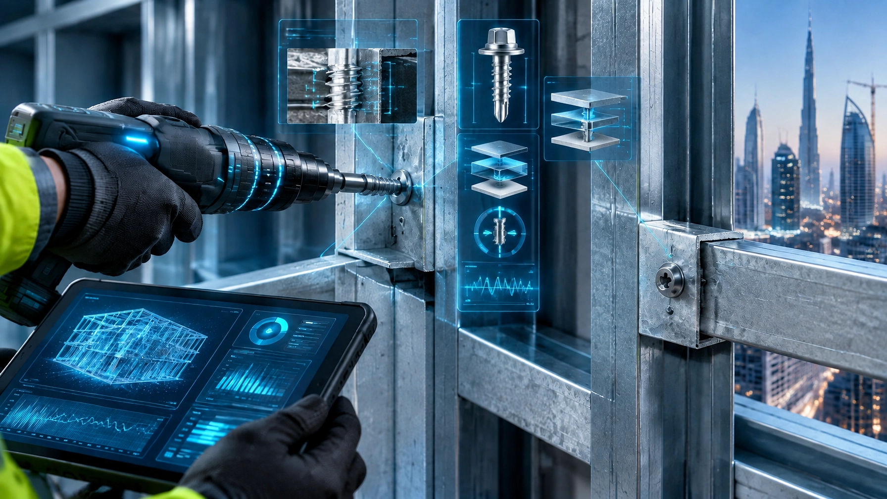 Progressive audit of a cold-formed steel connection using a calibrated torque-controlled tool and inspection records