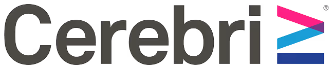 Cerebri wordmark logo with stylized colorful arrow mark to the right.