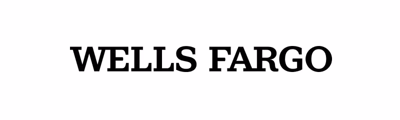 Wells Fargo text logo in bold black uppercase letters on a white background.