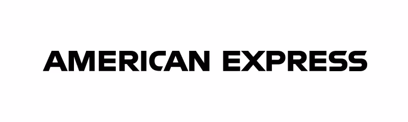 American Express wordmark logo in bold black uppercase letters on white background.