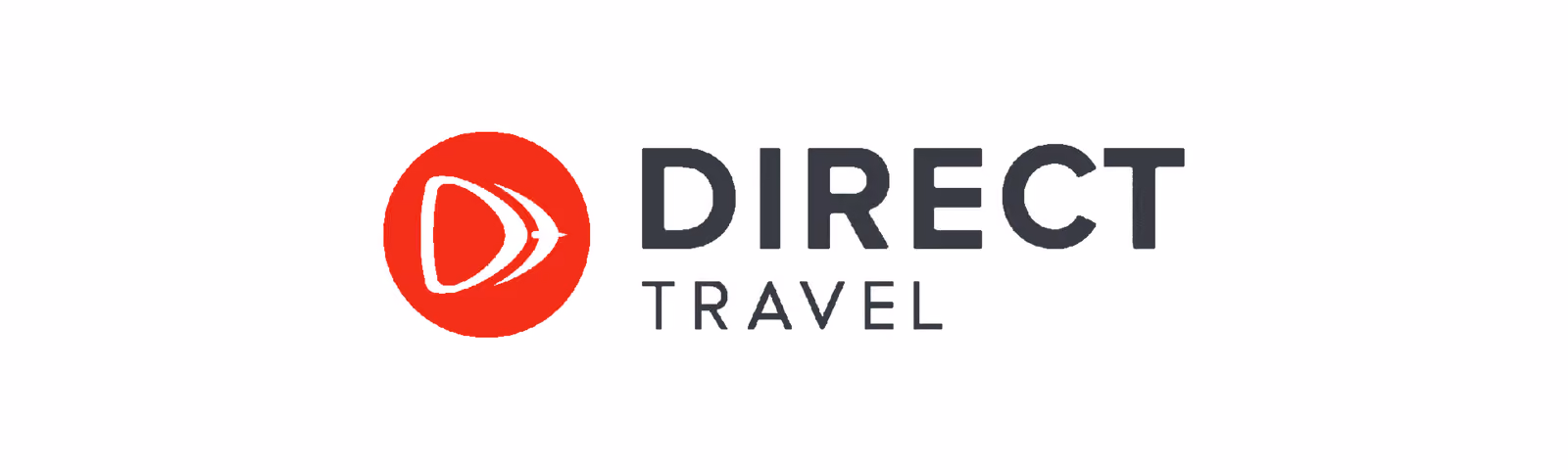 Direct Travel logo with a red circle and stylized white arrow icon on the left.