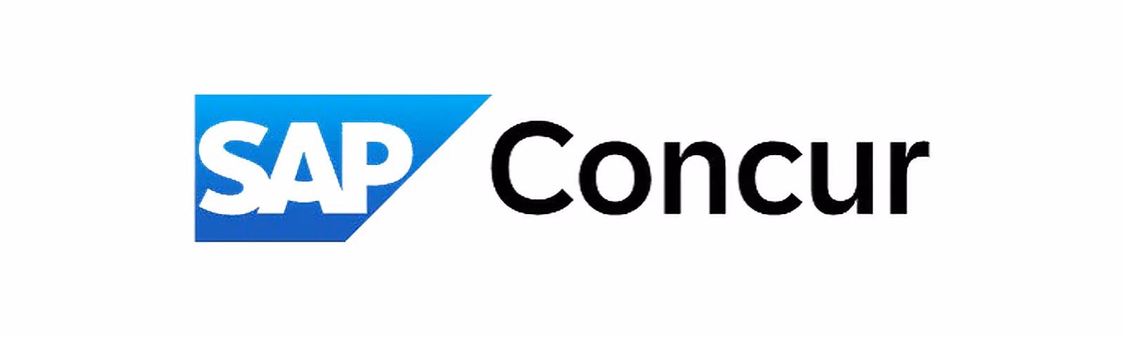 SAP Concur company logo with SAP in white on blue background and Concur in black text.