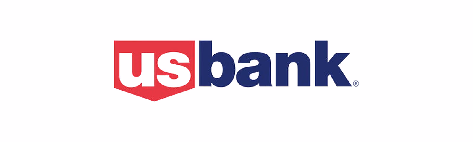 US Bank logo with white us letters inside a red shield and blue bank text next to it.