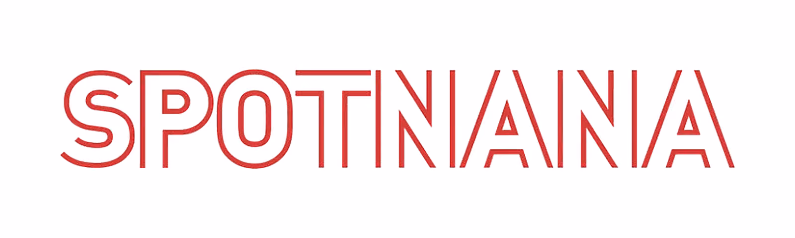 Red outlined text logo spelling 'SPOTNANA' on a white background.