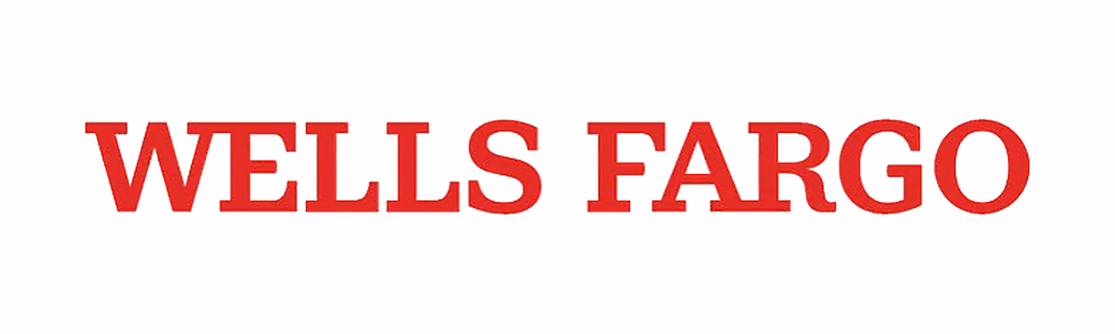 Wells Fargo text logo in bold red letters on a white background.