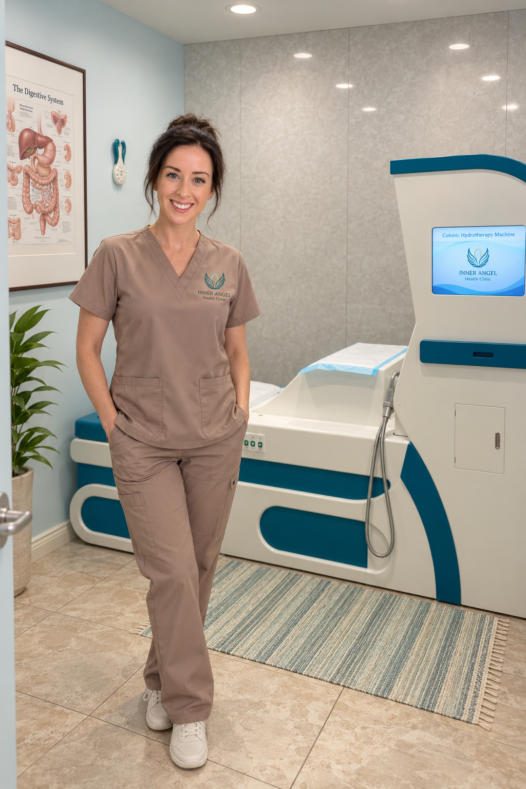 Amanda Kearns in a colon hydrotherapy treatment room