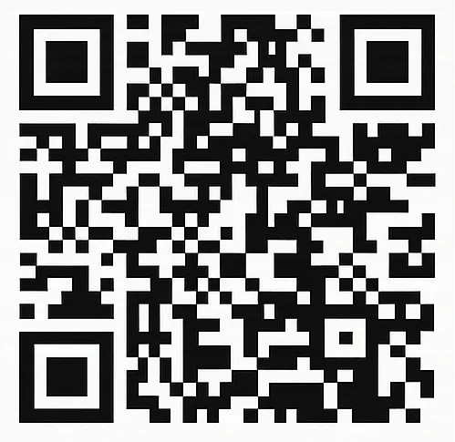 Black and white QR code with a square pattern on a white background.