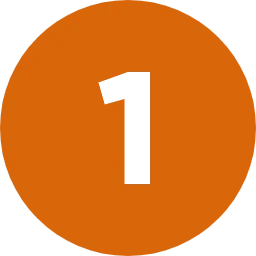 Bold number one in black centered on a solid orange circle.