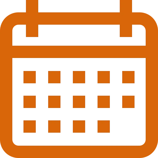Orange calendar icon with rows of square date markers.