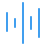 Blue sound wave icon with vertical bars of varying heights on white background.