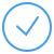 Blue circle with a check mark inside indicating success or completion.