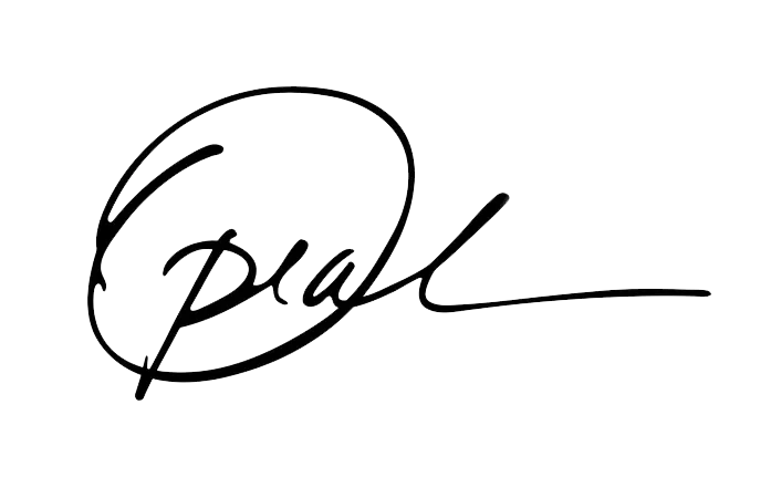 Black signature on white background with a large loop and flowing script.