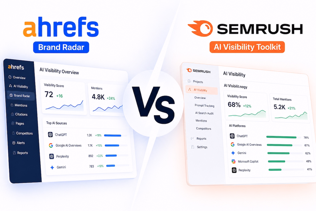 Ahrefs Brand Radar vs Semrush AI Visibility Toolkit comparison