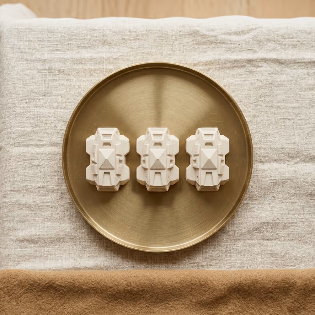 Real estate Special Purpose Vehicle (SPV) investments in India — three architectural models grouped on a brass tray.