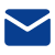 Blue envelope mail icon on white background.