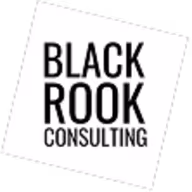Black Rook Consulting logo with bold black text on white background in a dotted square frame.