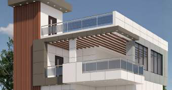 Baffles ceiling system render, second example