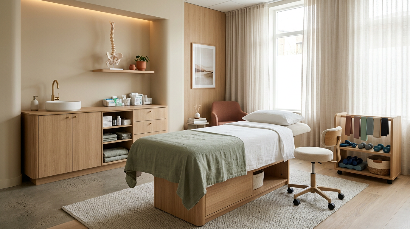 Beispielbild eines Behandlungsraums in der Physiotherapiepraxis von Juliane Rugies.
