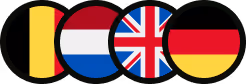 Countries flags: Belgium, Netherlands, UK, Germany