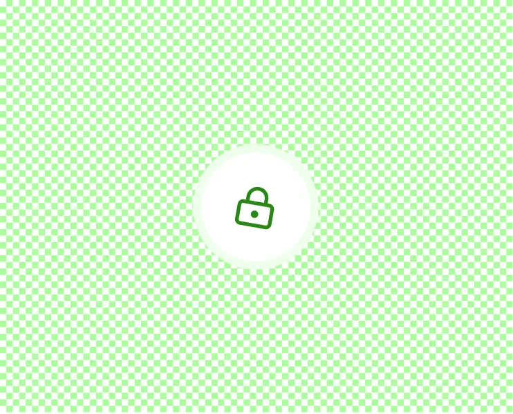 Green lock icon inside a white circle on a green and white checkered background.