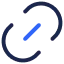 Blue diagonal arrow pointing up and to the right with minimalist black border.