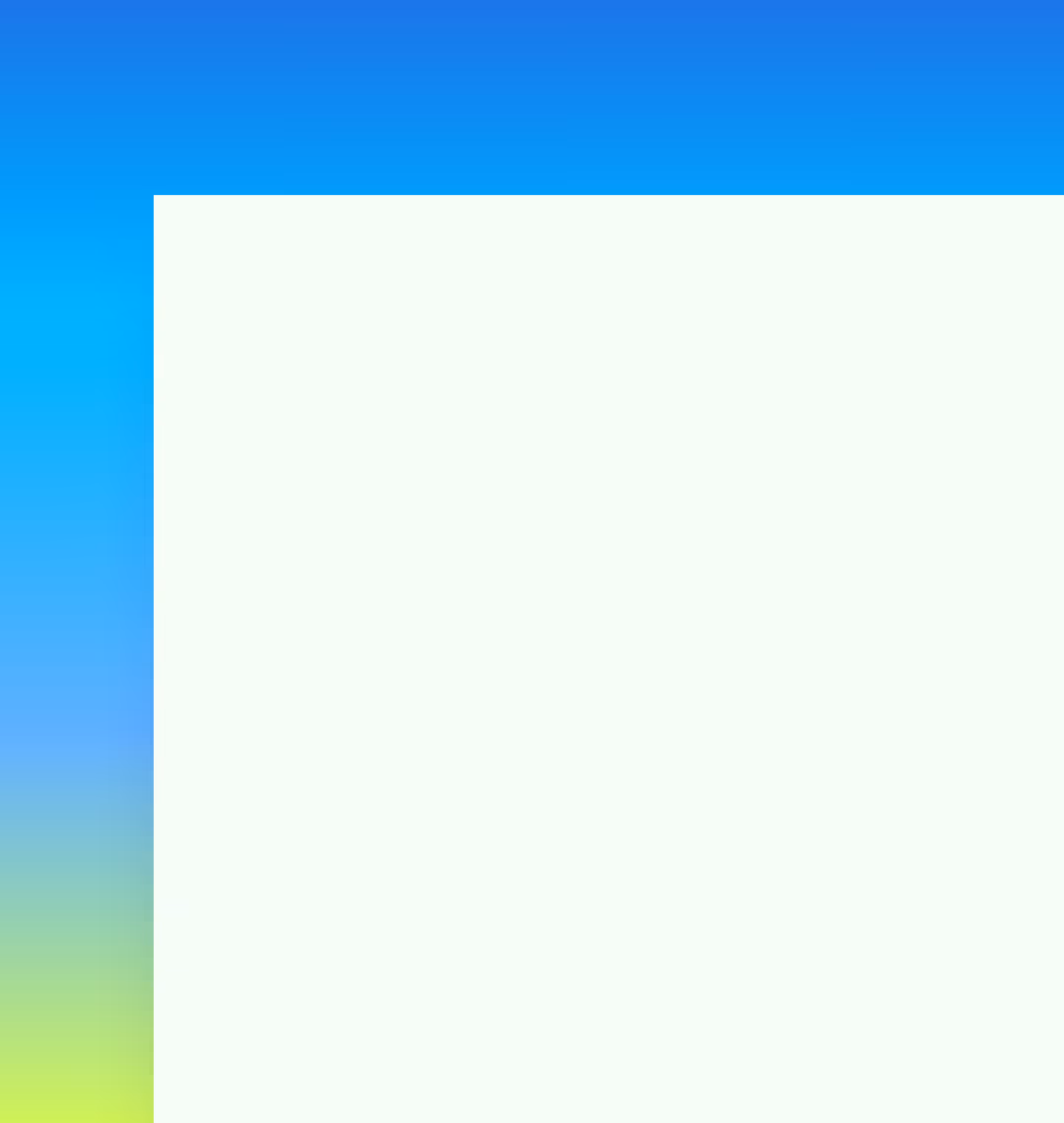 Abstract background with gradient blue sky fading to green and a large white block on the right.