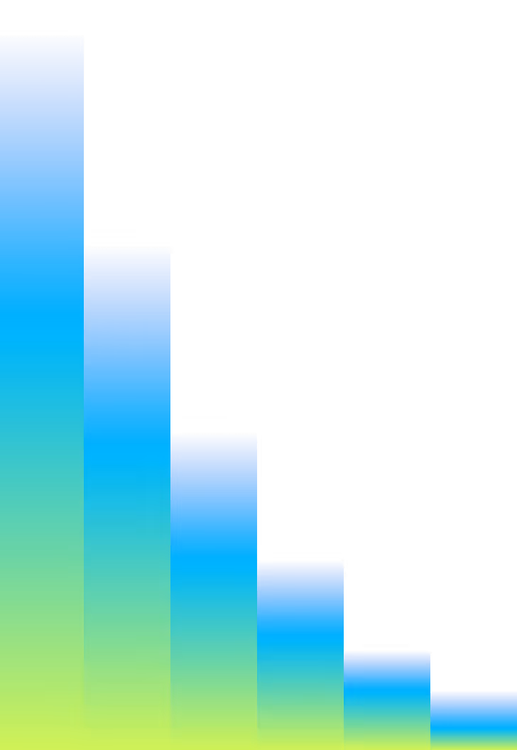 Vertical gradient bars descending from left to right in blue to green colors on black background.
