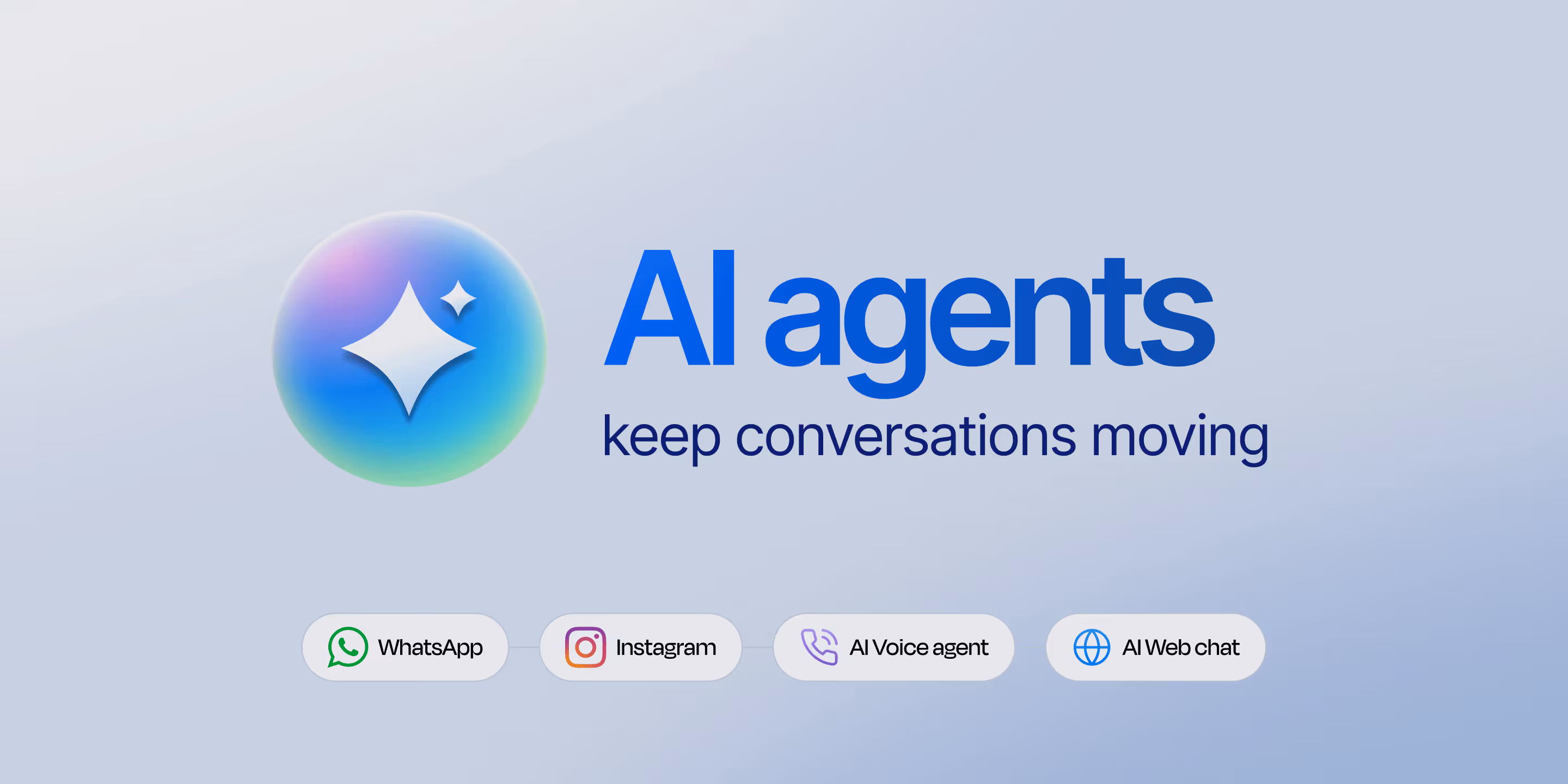 AI agents keep conversations moving with WhatsApp, Instagram, AI Voice agent, and AI Web chat support.
