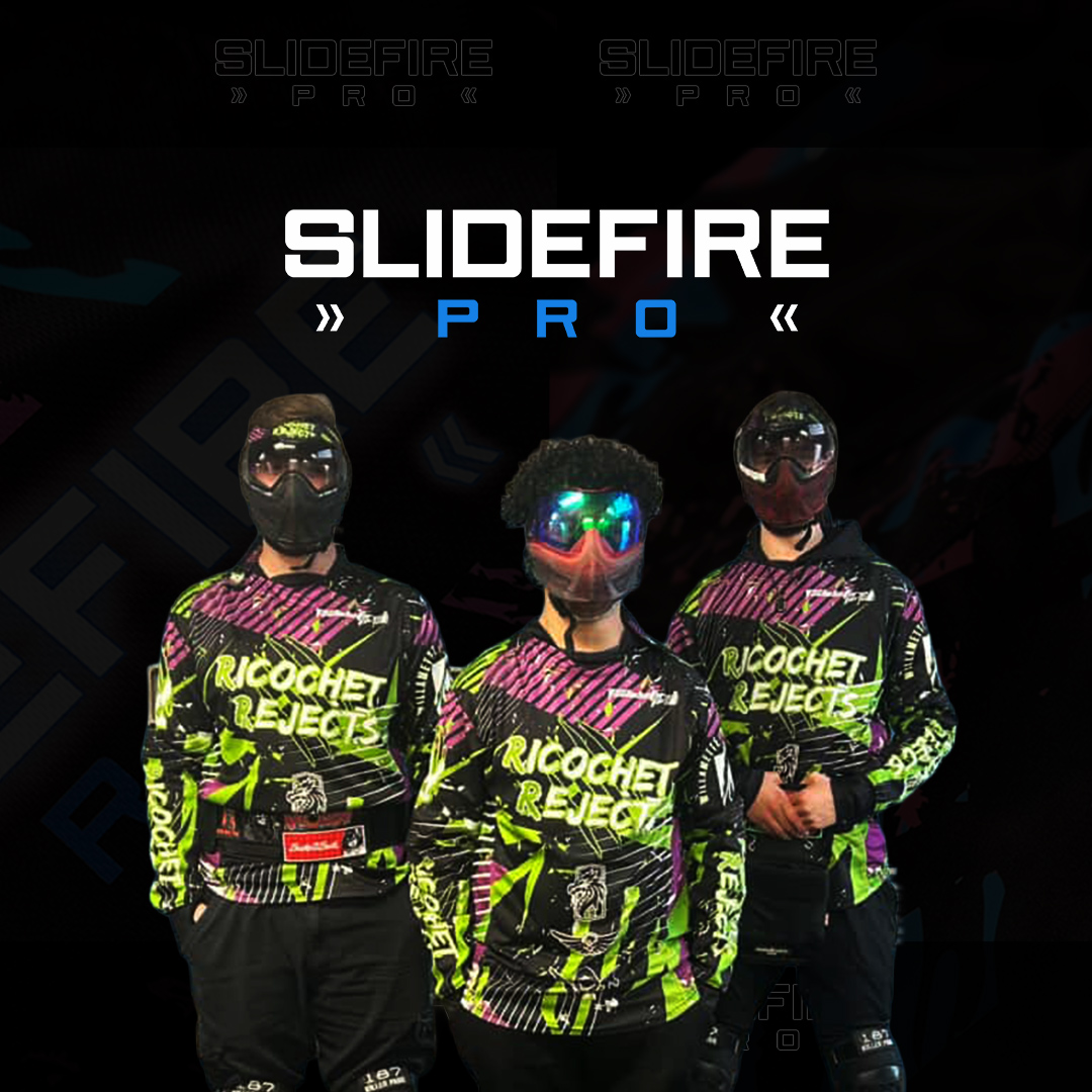 Custom Ricochet Rejects speedsoft jerseys designed by SlideFirePro for competitive team gameplay and tournament performance.