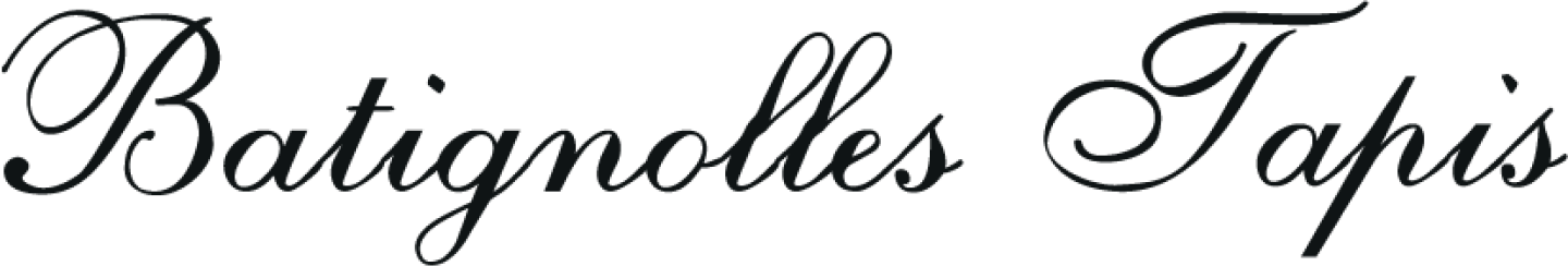 Logo texte en écriture cursive disant Batignolles Tapis.
