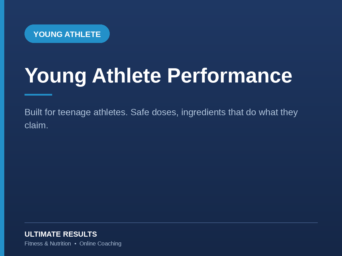 Young Athlete Performance supplement stack card
