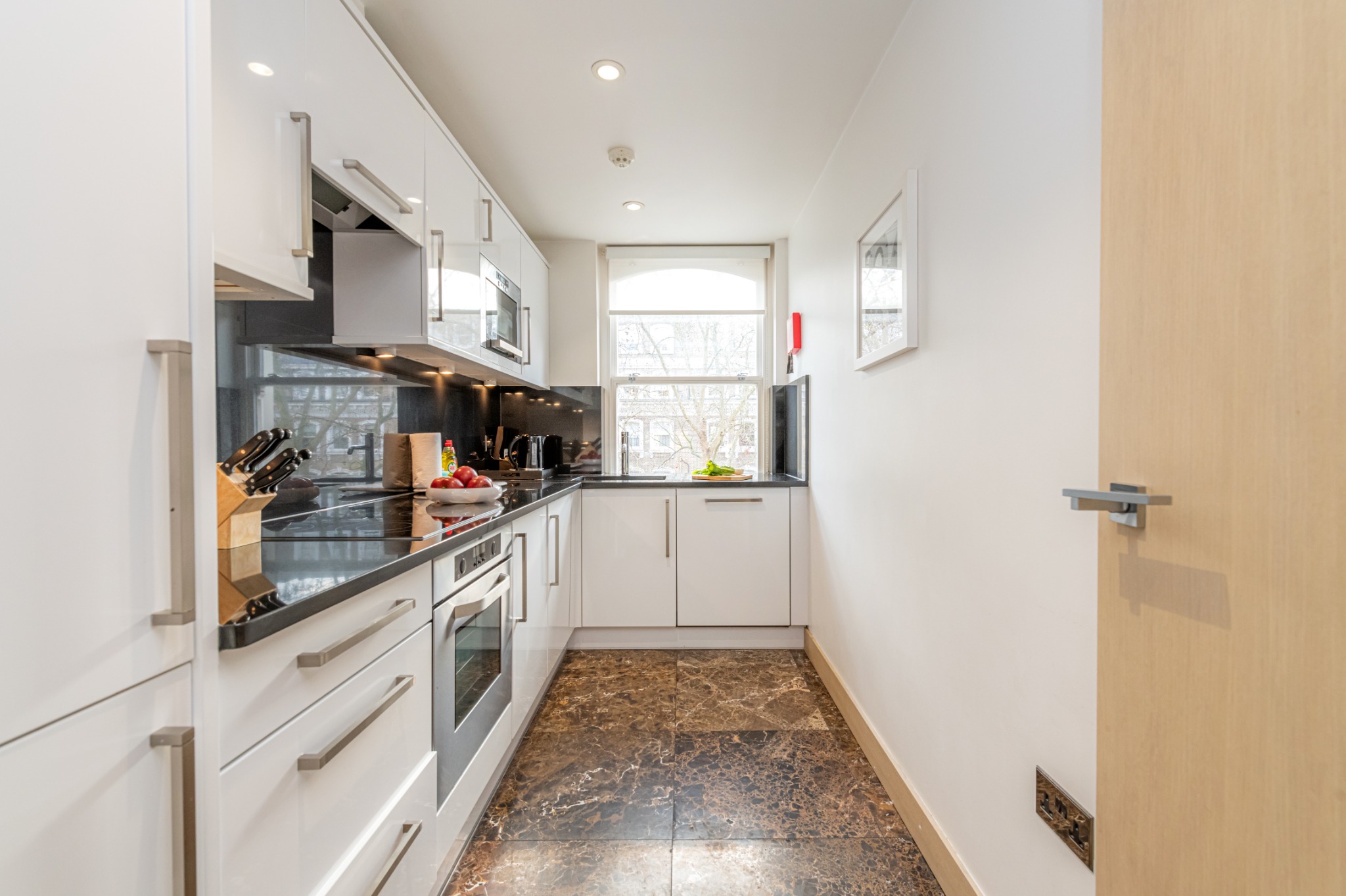 Kitchen in the Two Bedroom Executive apartment at Claverley Court
