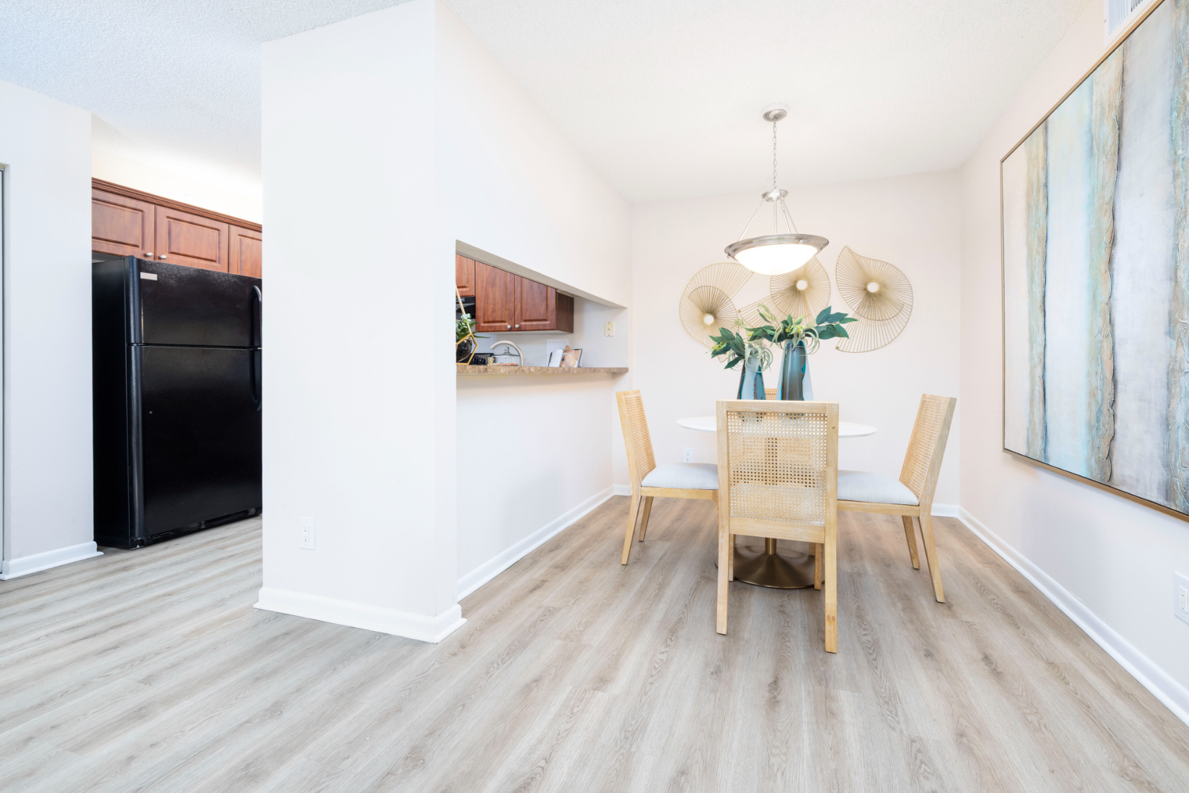 Dining area with table and chairs
