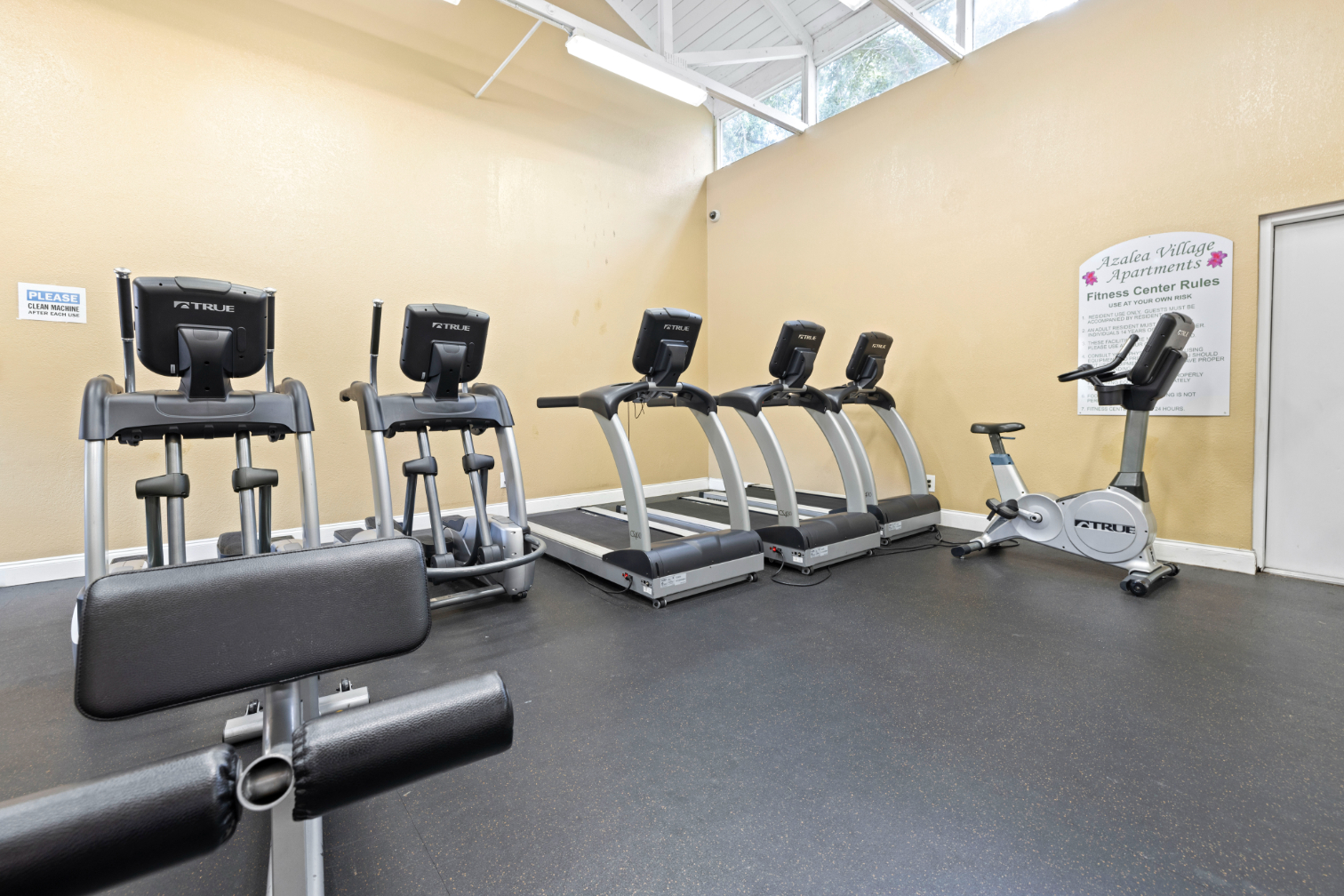 Gym with treadmills
