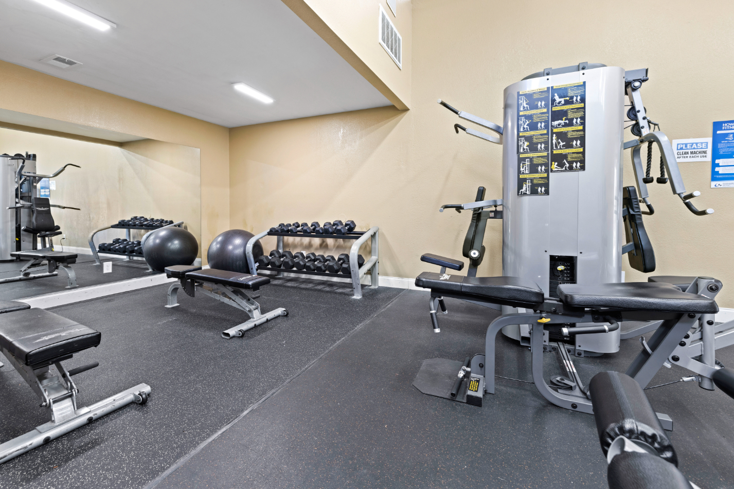 Gym with elliptical machine
