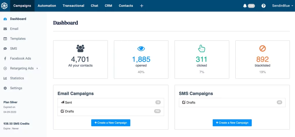 Sendinblue CRM sreenshot