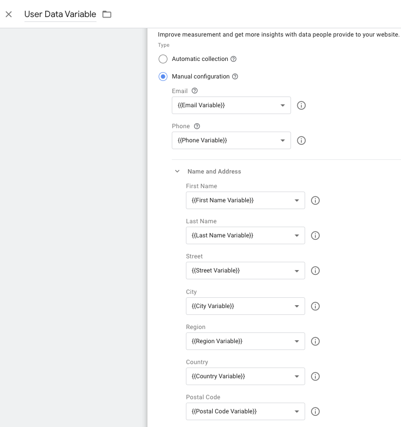 Manage custom tracking variables manually
