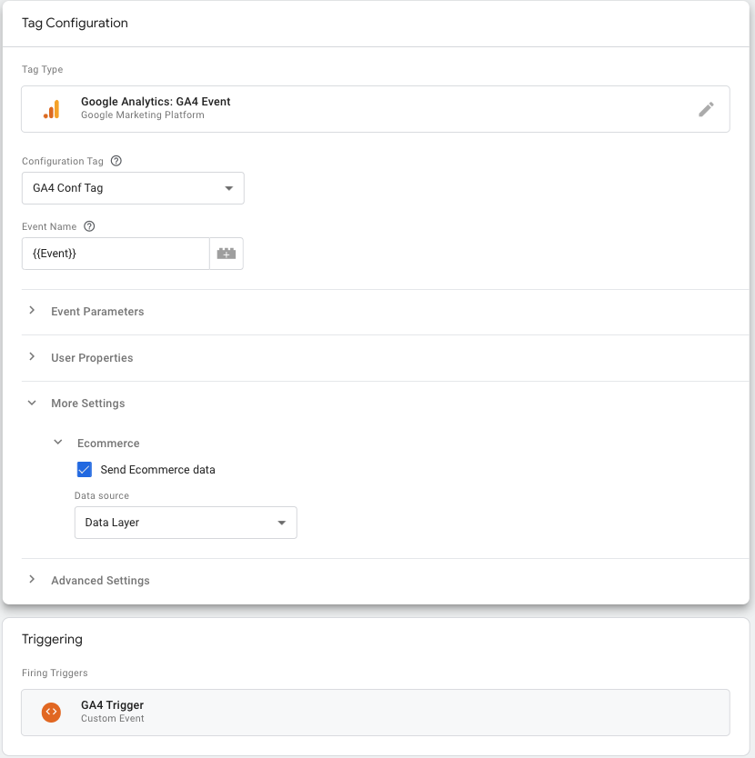 Tag configuration window