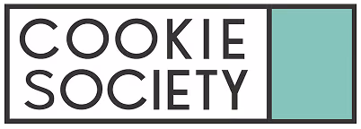 Cookie Society text logo with black letters and a teal square on the right.