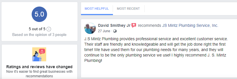Reviews on Facebook Account