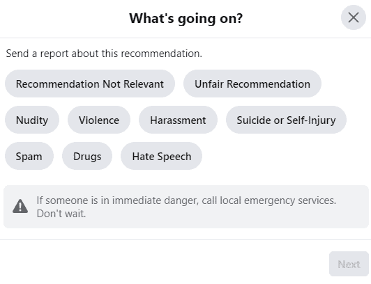 flagging Facebook reviews
