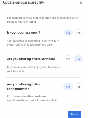 update your service availability
