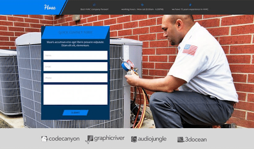 HVAC landing page.