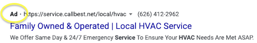 Advertisement of the Google SERP.