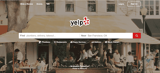 Yelp homepage.