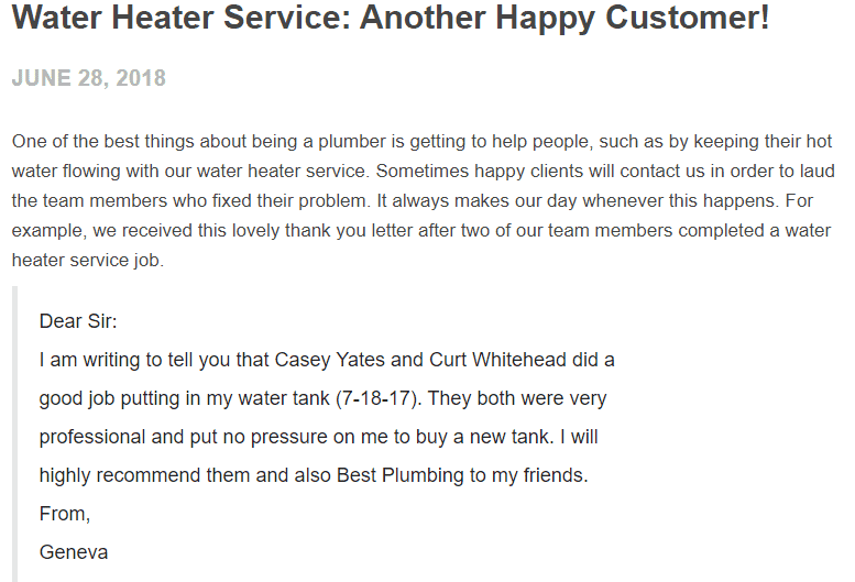 Happy customer review.